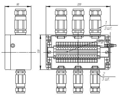 Коробка клеммная взрывобезопасная с кабельными вводами под бронированный кабель. Габарит 220х120х90