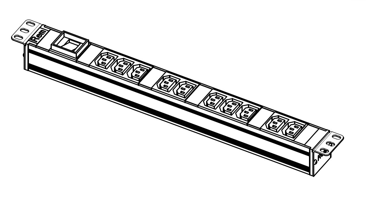 Блок розеток Rem-10 без шнура с выкл., 10A, алюм., 19"