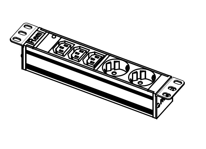 Блок розеток Rem-10 без шнура с инд., 2 Sсhuko, 10A, алюм.,10"