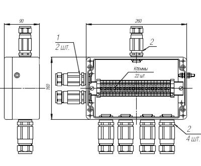 Коробка клеммная взрывобезопасная с кабельными вводами под бронированный кабель. Габарит 260х160х90