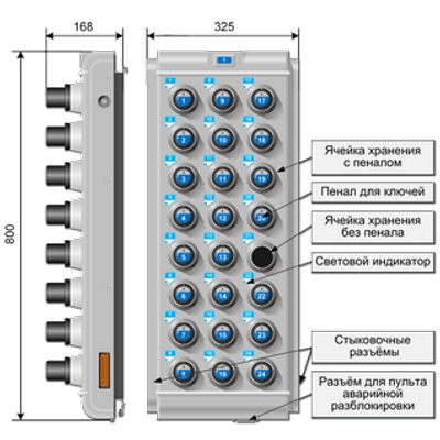 Секция хранения электронного сейфа для ключей СК-24-СХ