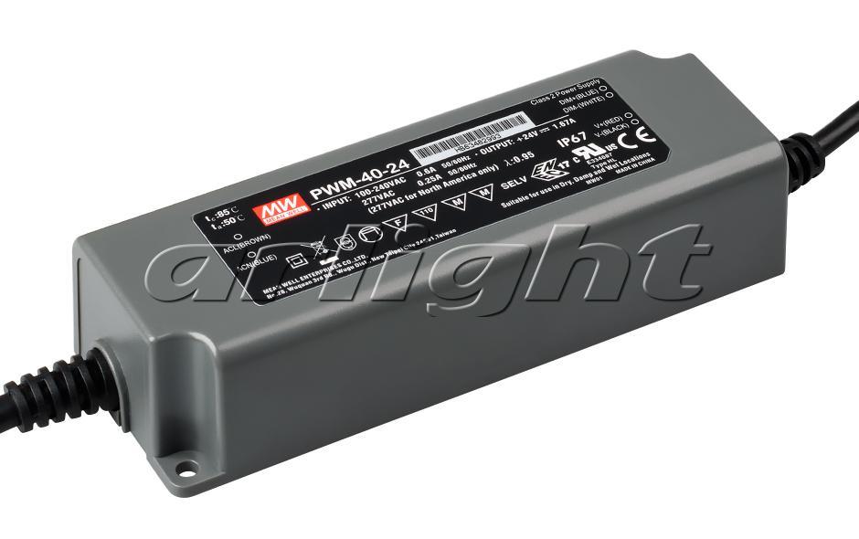 Блок питания PWM-40-24 (24V, 1.67A, 40W, 0-10V, PFC)